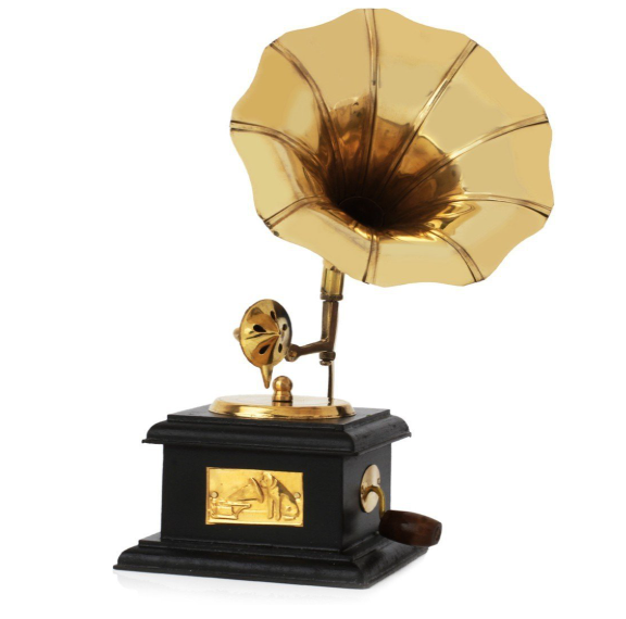 JaipurCrafts Premium Sparkle Square Gramophone Showpiece - 23 cm (Brass, Brown, Gold) (Black, Gold) (Black, Gold)