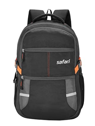 Safari Omega spacious/large laptop backpack with Raincover, college bag, travel bag for men and women, Black, 30 Litre